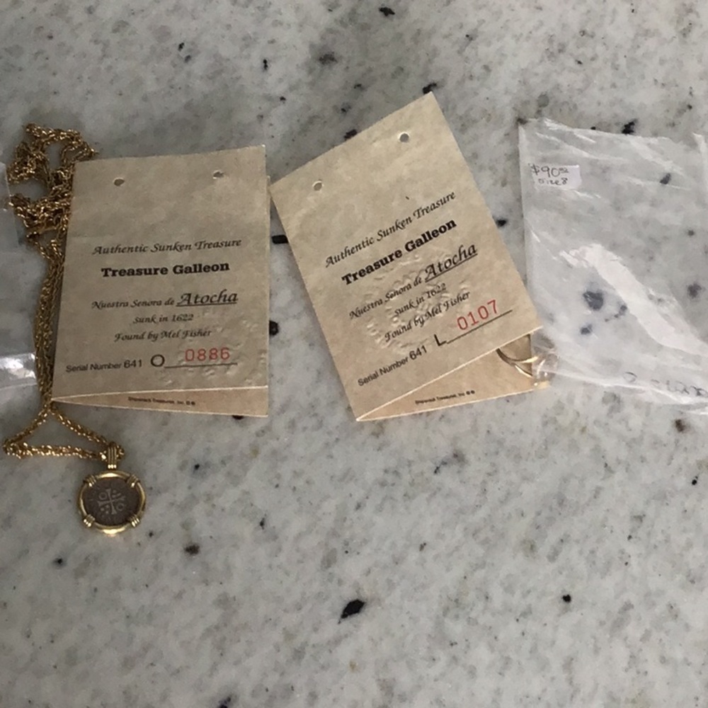 Silver and Gold Galleon Necklace & Ring *Authentic